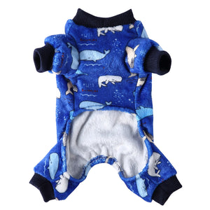 Tamecare Blue Whale Print Fleece Dog Onesie