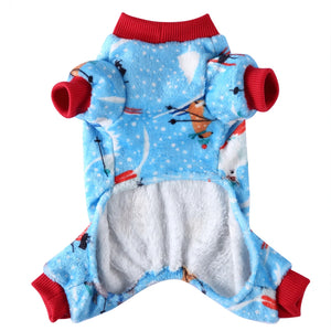 Tamecare Sky Blue Ski Scene Plush Dog Jumpsuit