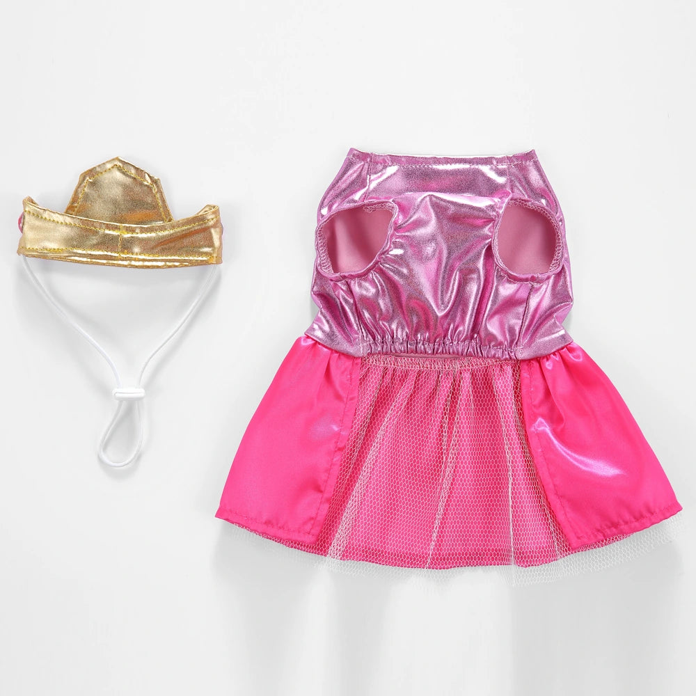 Pink Princess Dog Dress with Crown