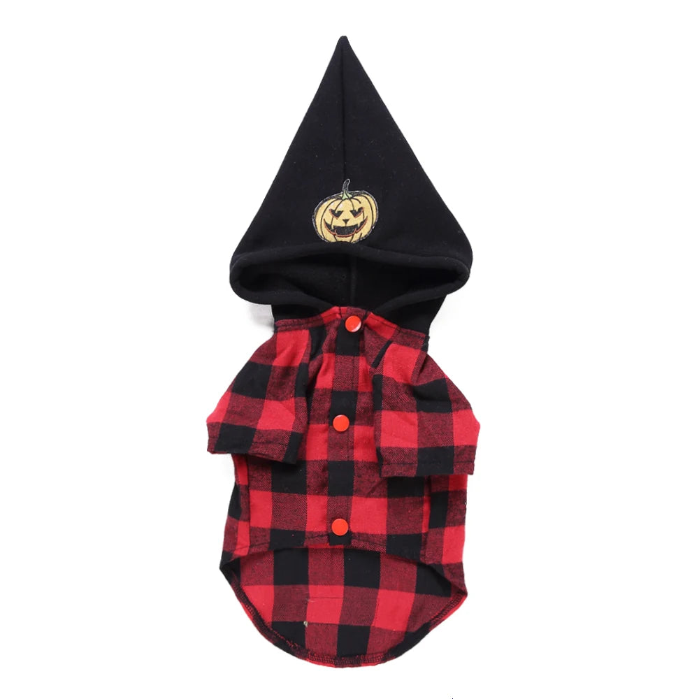 Tamecare Red and Black Plaid Hooded Dog Shirt