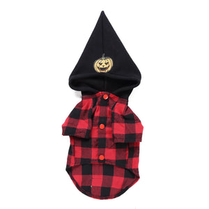Tamecare Red and Black Plaid Hooded Dog Shirt