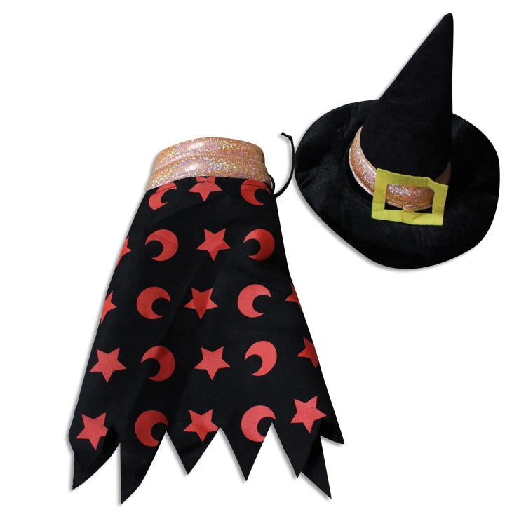 Tamecare Black Witch Hat and Cape Halloween Dog Costume