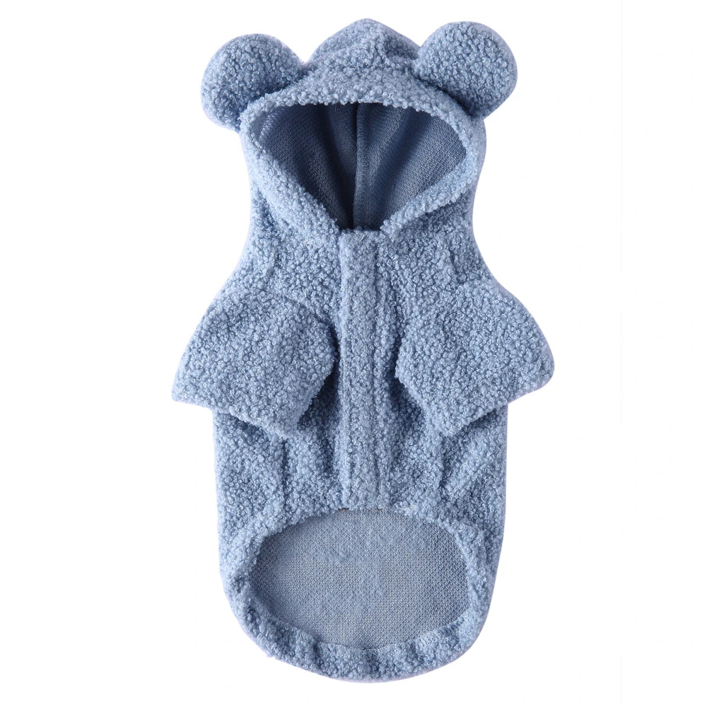 Tamecare Blue Teddy Bear Fleece Dog Hoodie