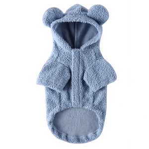 Tamecare Blue Teddy Bear Fleece Dog Hoodie