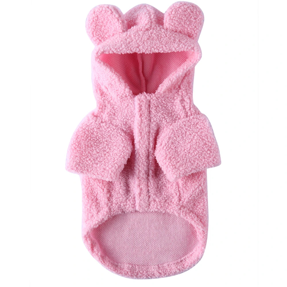 Tamecare Pink Teddy Bear Sherpa Dog Hoodie