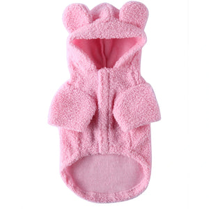 Tamecare Pink Teddy Bear Sherpa Dog Hoodie