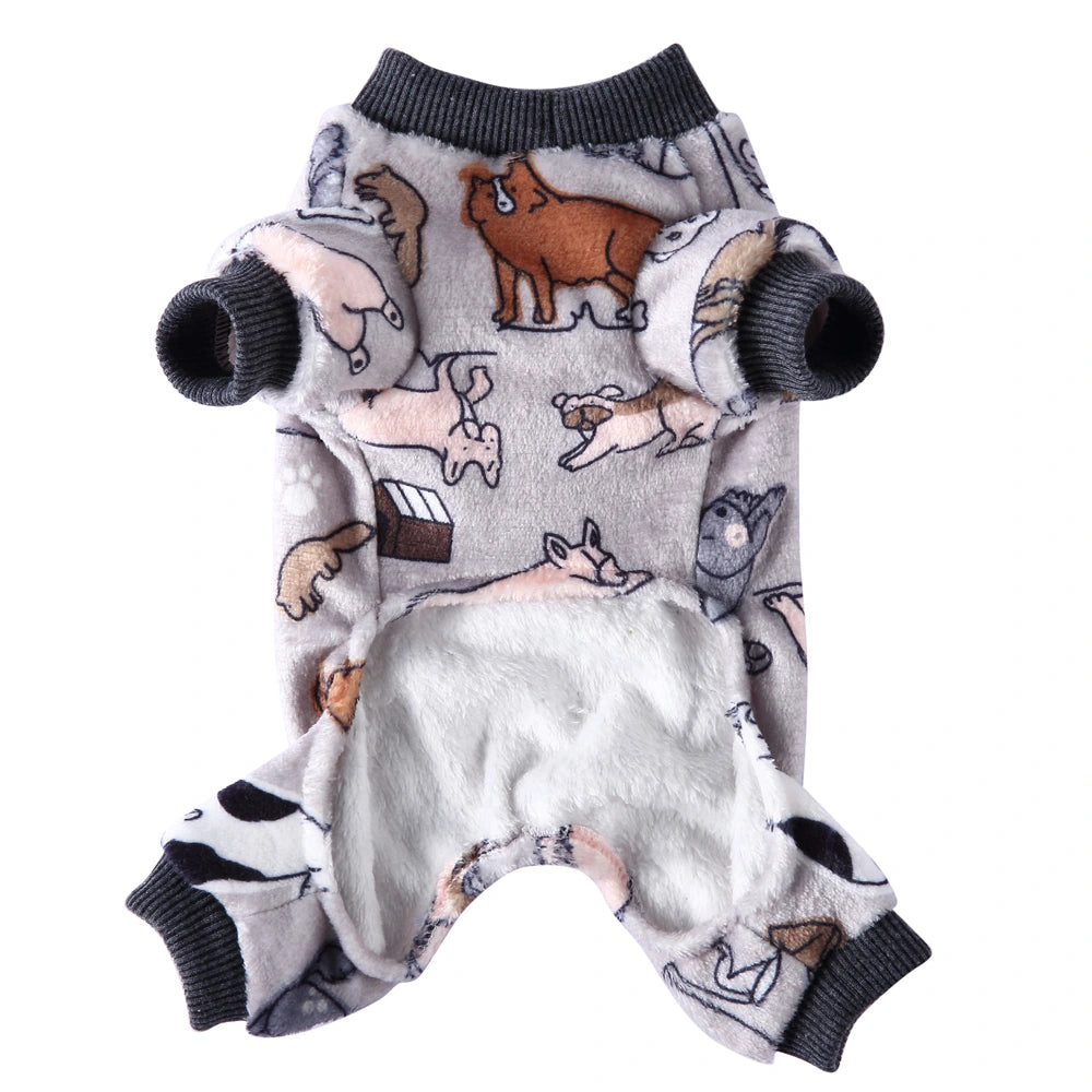 Tamecare Grey Animal Print Plush Dog Onesie