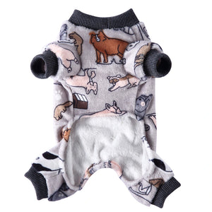 Tamecare Grey Animal Print Plush Dog Onesie