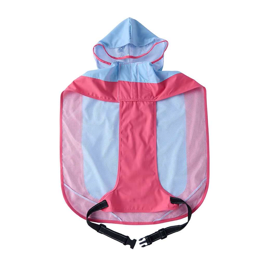 Large Dog Two-Tone Hooded Rain Cape with Clear Visor