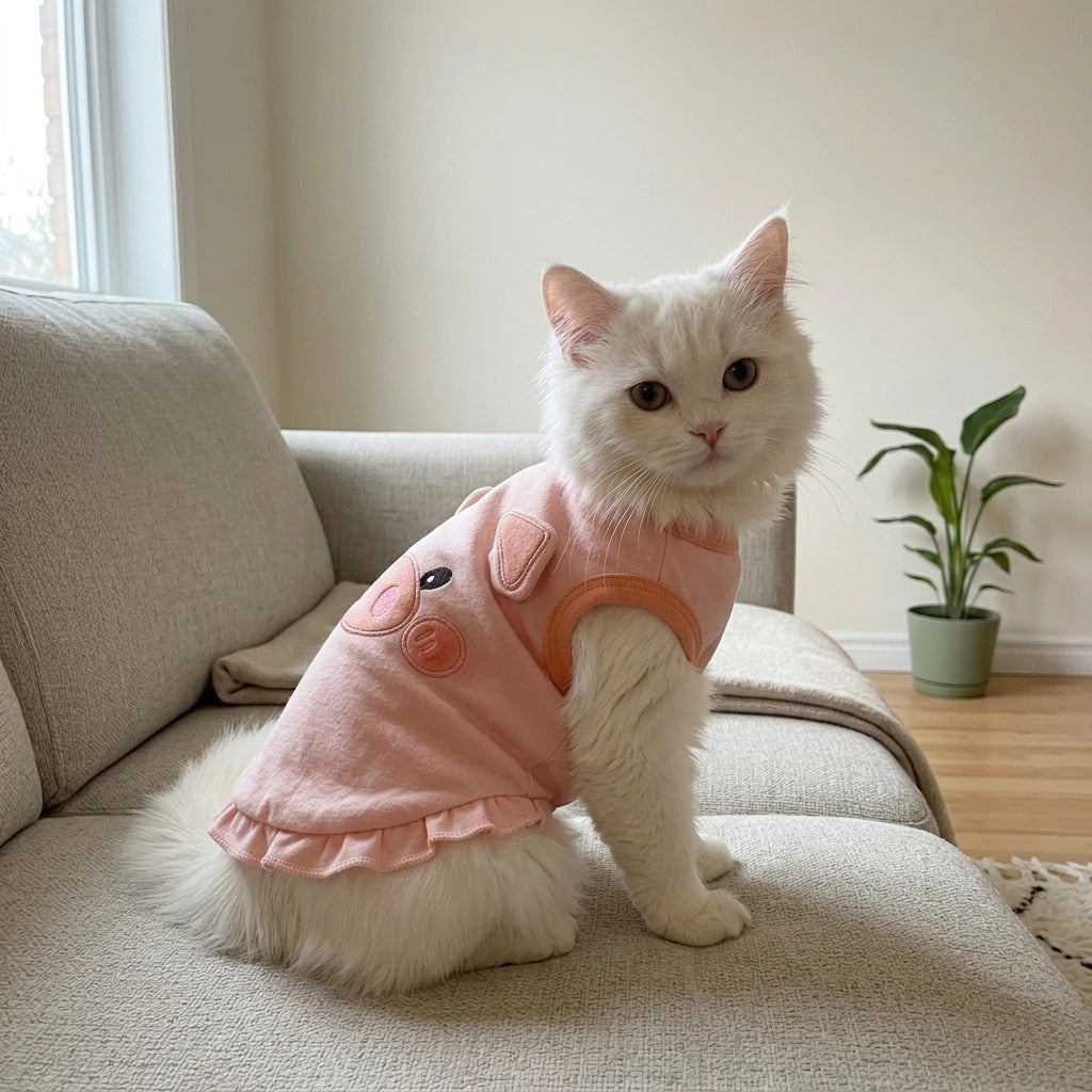 Tamecare Pink Pig & Blue Elephant Cat Sweater