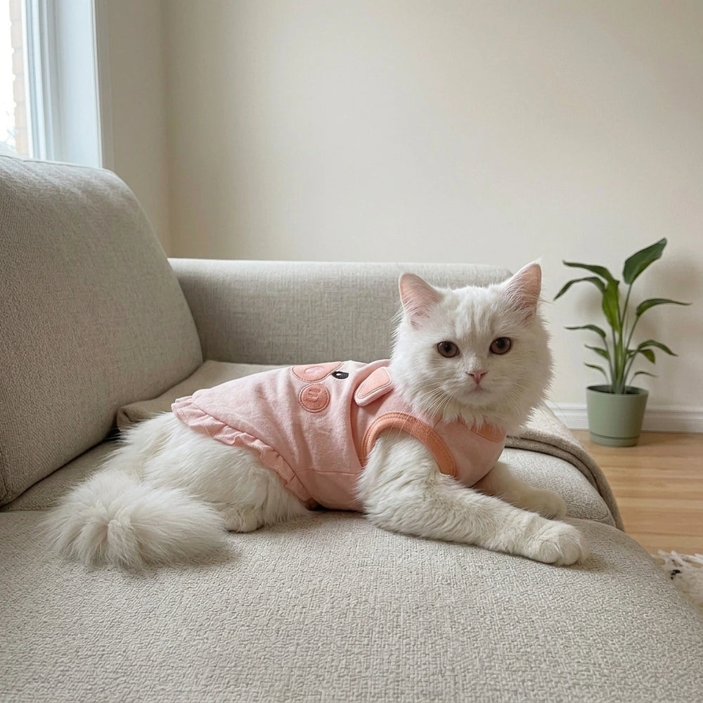 Tamecare Pink Pig & Blue Elephant Cat Sweater