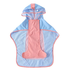 Large Dog Color Block Hooded Raincoat with Clear Visor