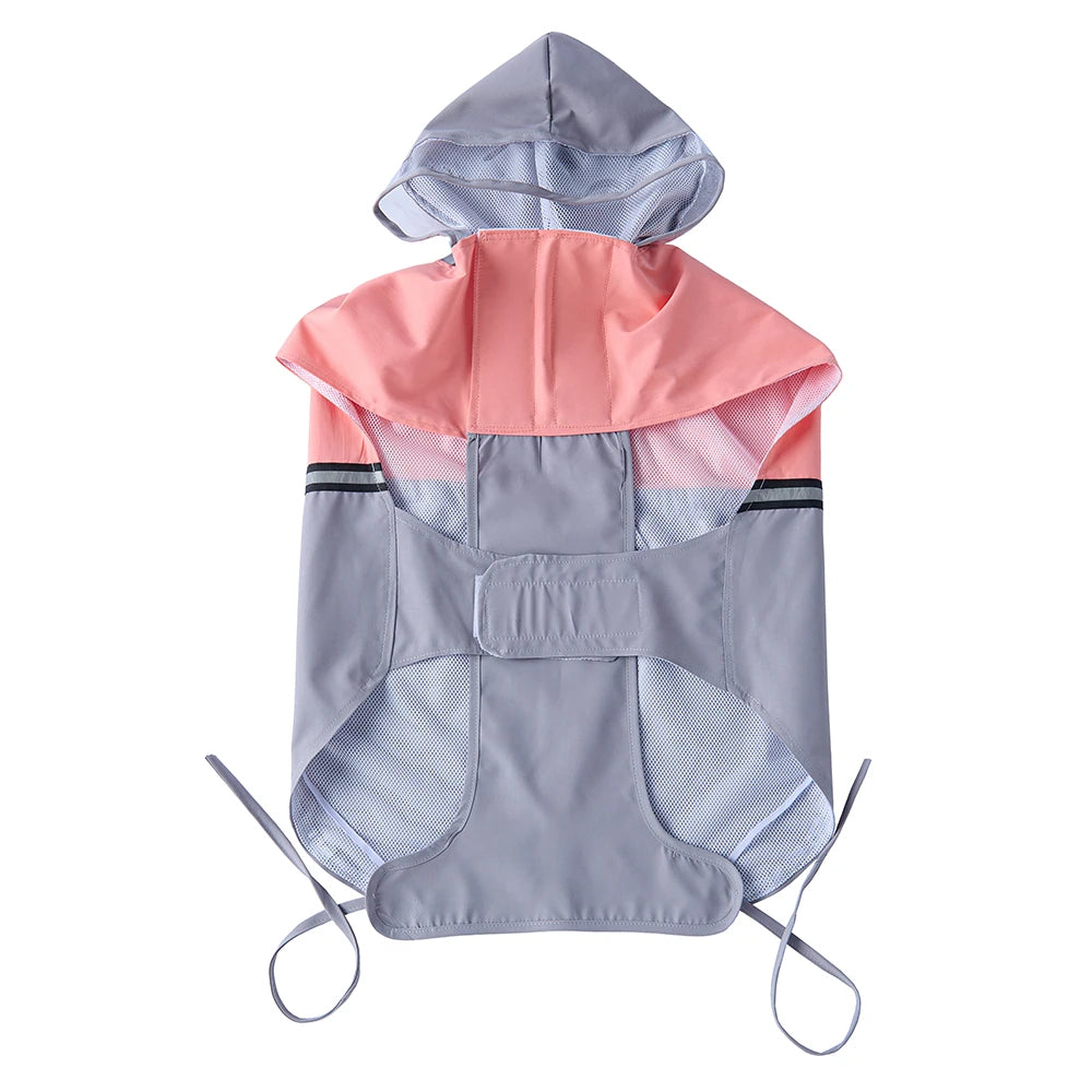 Large Dog Hooded Raincoat with Clear Visor