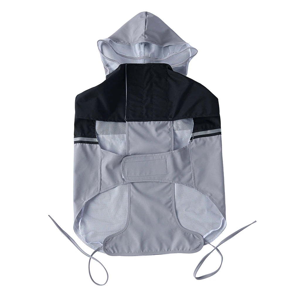 Large Dog Hooded Raincoat with Clear Visor
