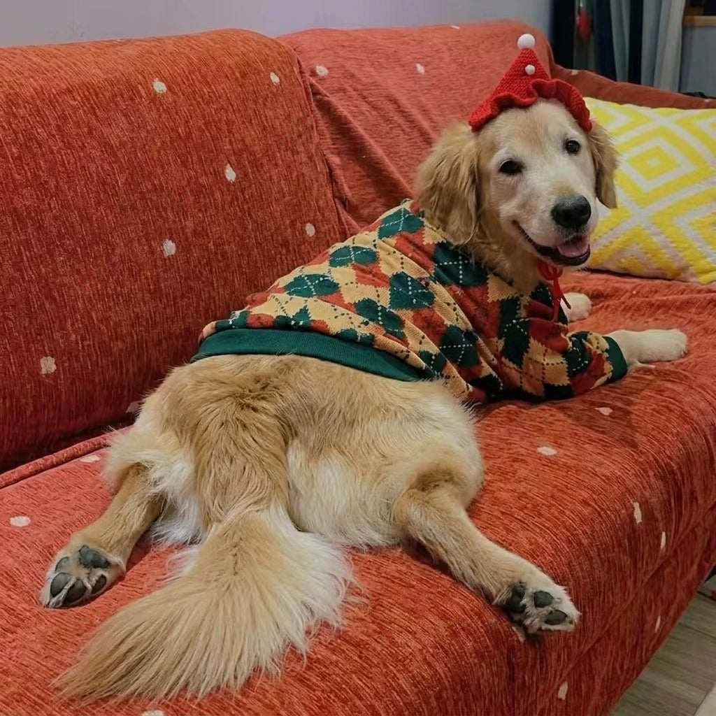Tamecare Christmas Argyle Dog Sweater