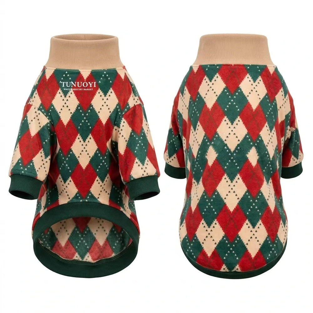 Tamecare Christmas Argyle Dog Sweater