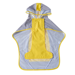 Large Dog Color Block Hooded Raincoat with Clear Visor