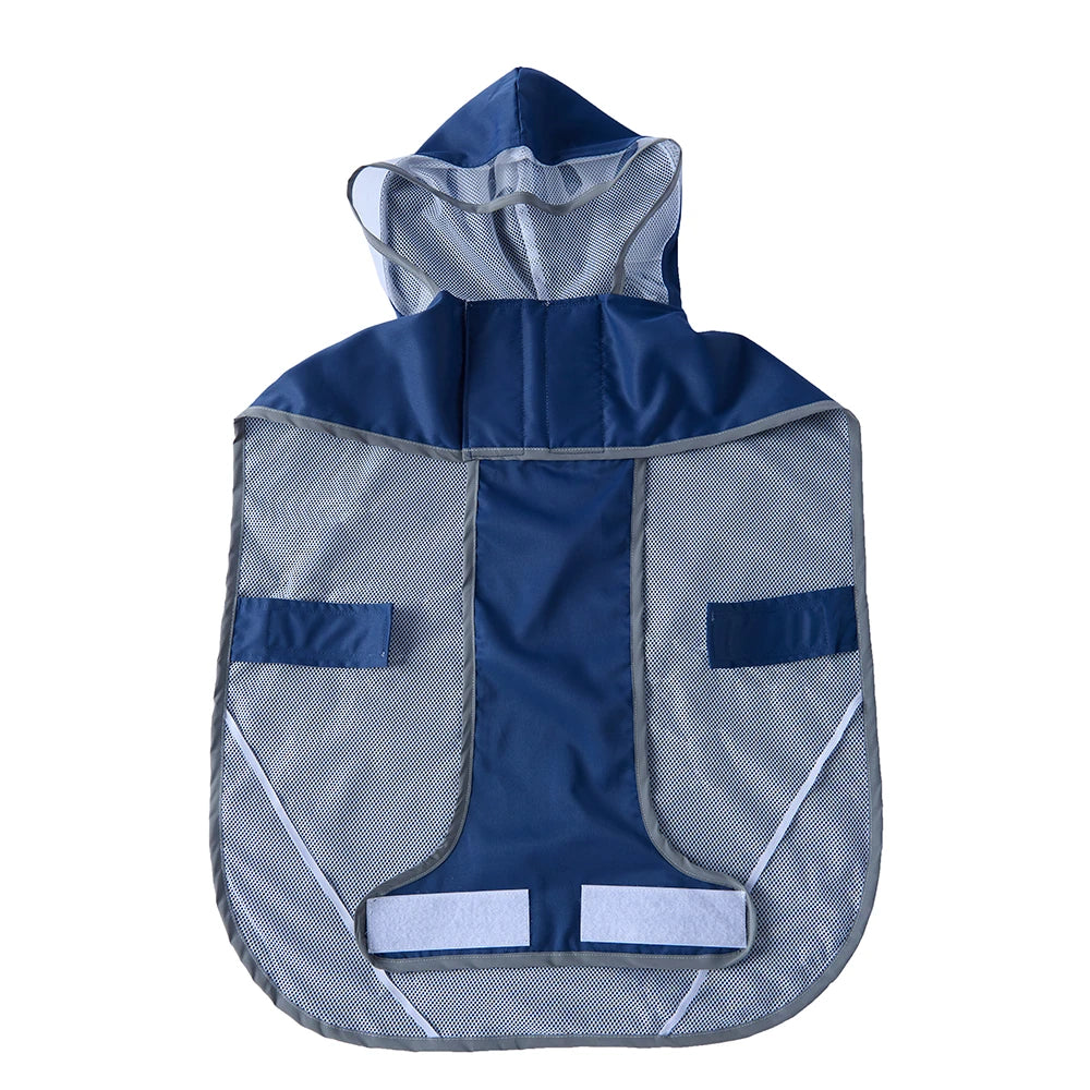 Large Dog Reflective Waterproof Rain Cape with Clear Visor