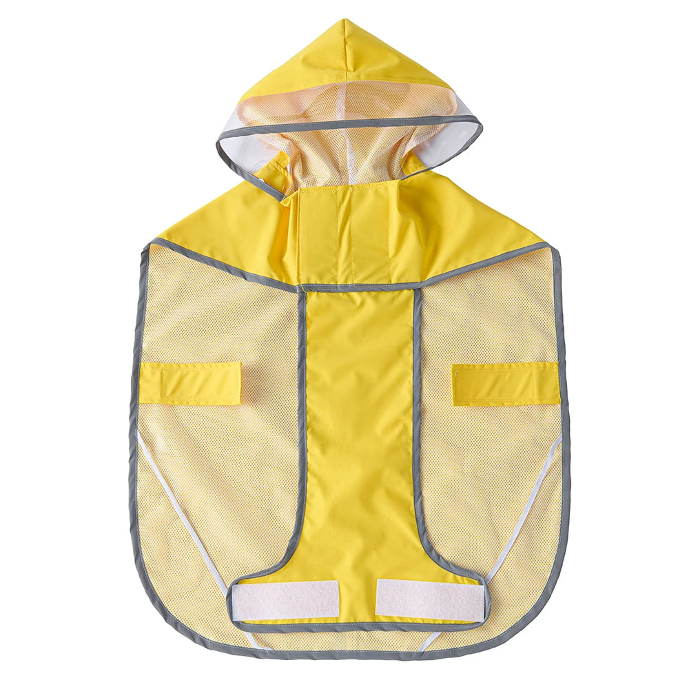 Large Dog Reflective Waterproof Rain Cape with Clear Visor