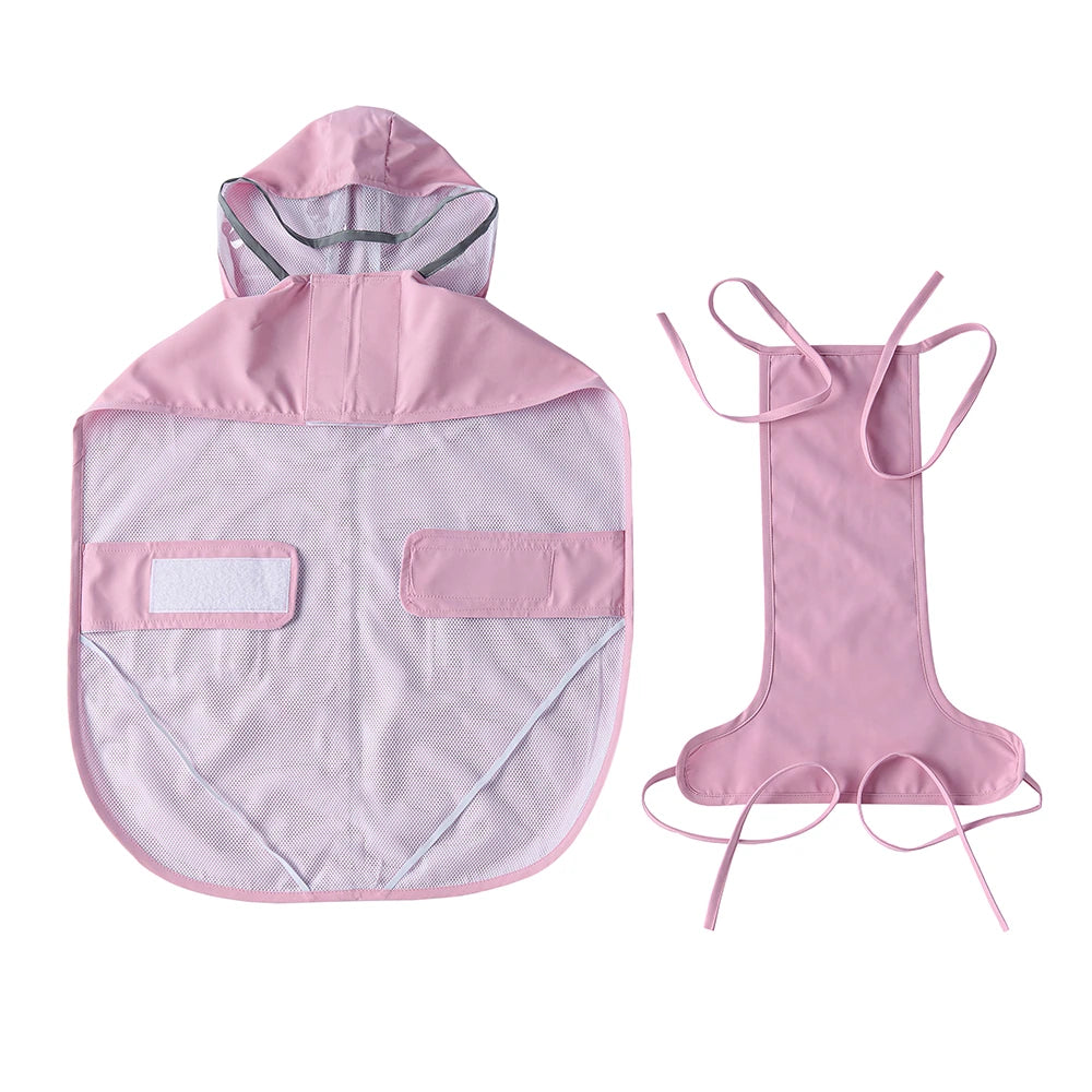 Large Dog Reflective Hooded Rain Cape with Clear Visor