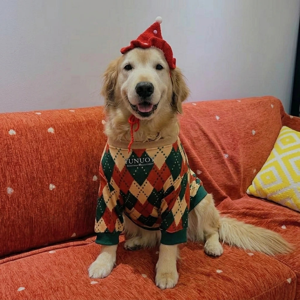 Tamecare Christmas Argyle Dog Sweater