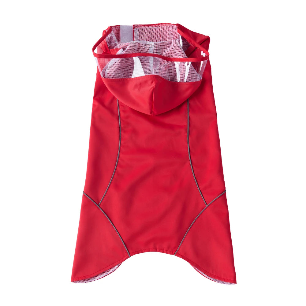 Large Dog Waterproof Hooded Rain Cape with Clear Visor