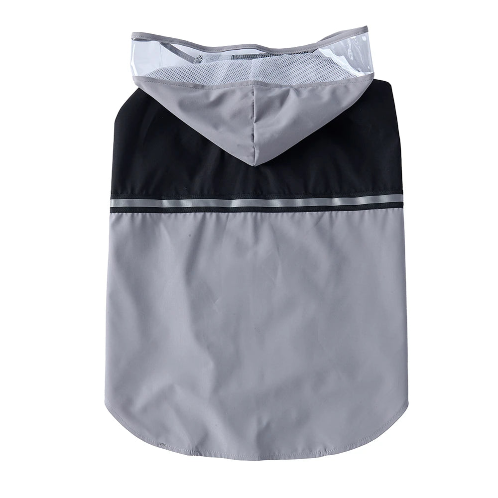 Large Dog Hooded Raincoat with Clear Visor