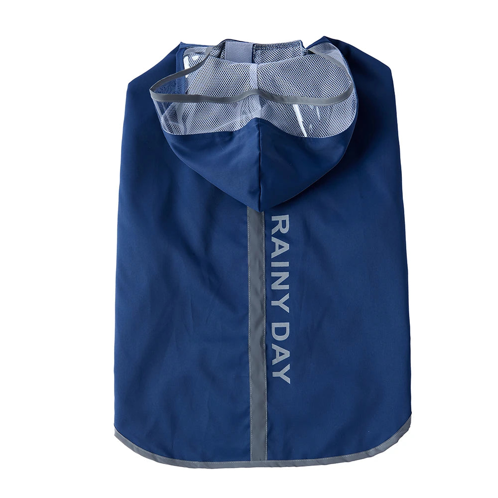 Large Dog Reflective Waterproof Rain Cape with Clear Visor
