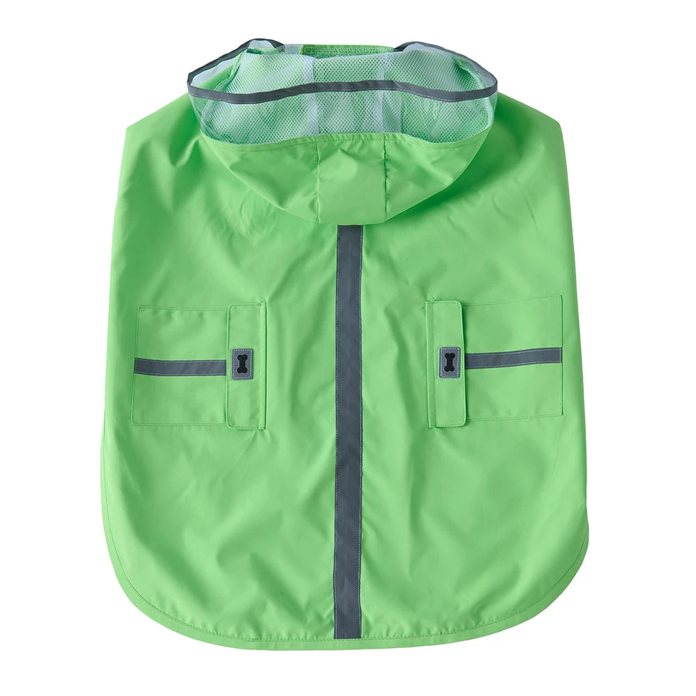 Large Dog Reflective Hooded Rain Cape with Clear Visor