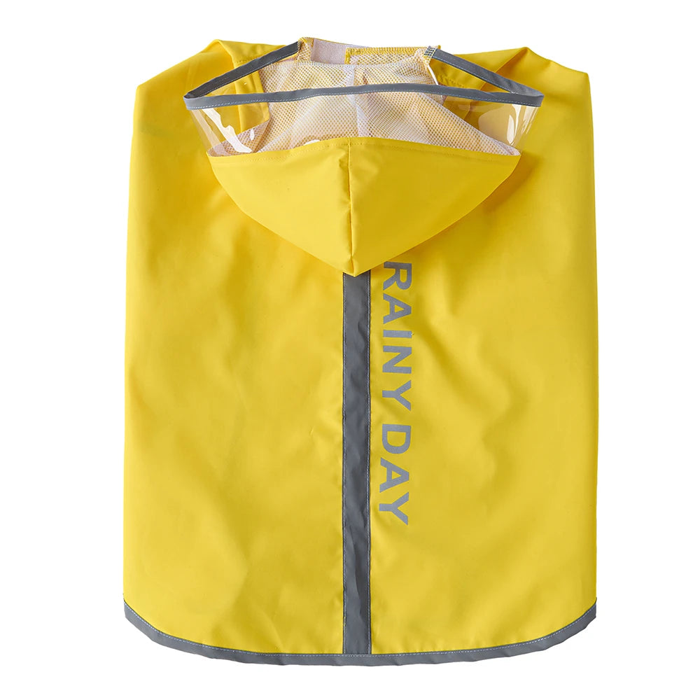 Large Dog Reflective Waterproof Rain Cape with Clear Visor