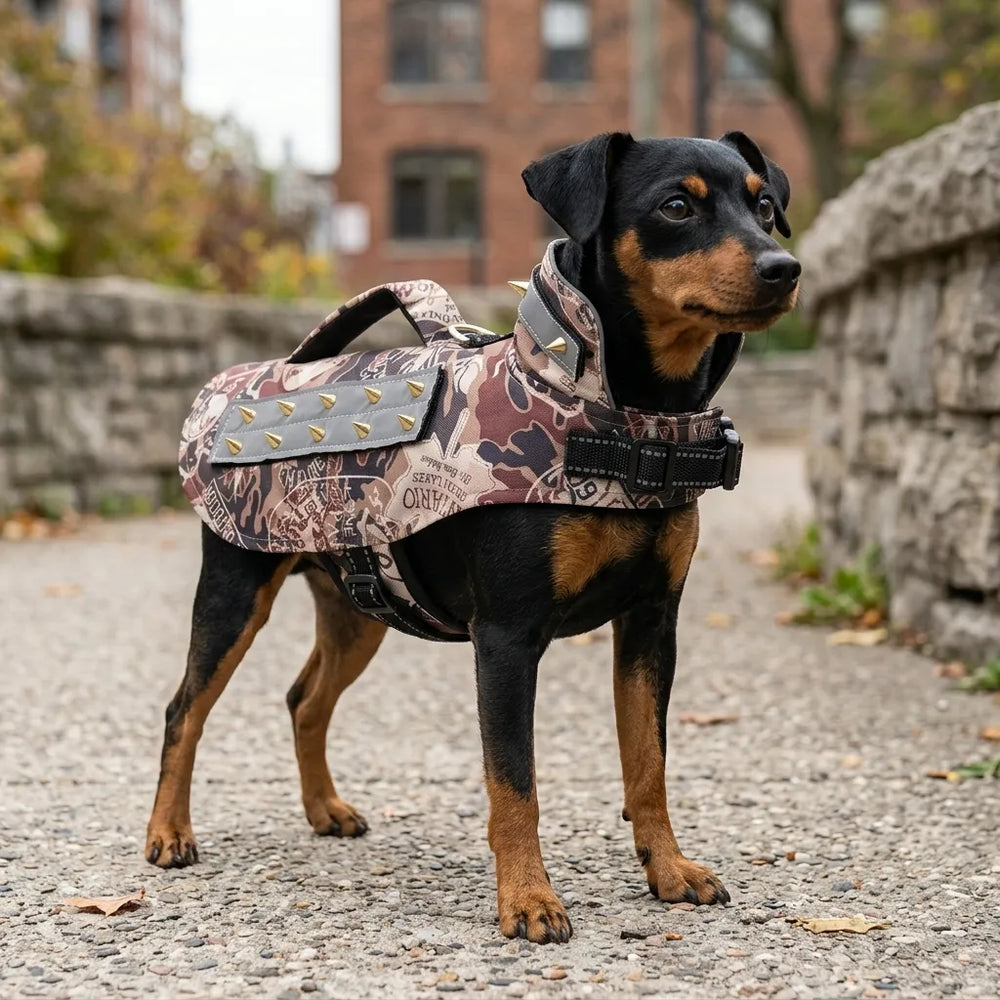 Retro Print Spiked Dog Anti-Bite Protective Vest