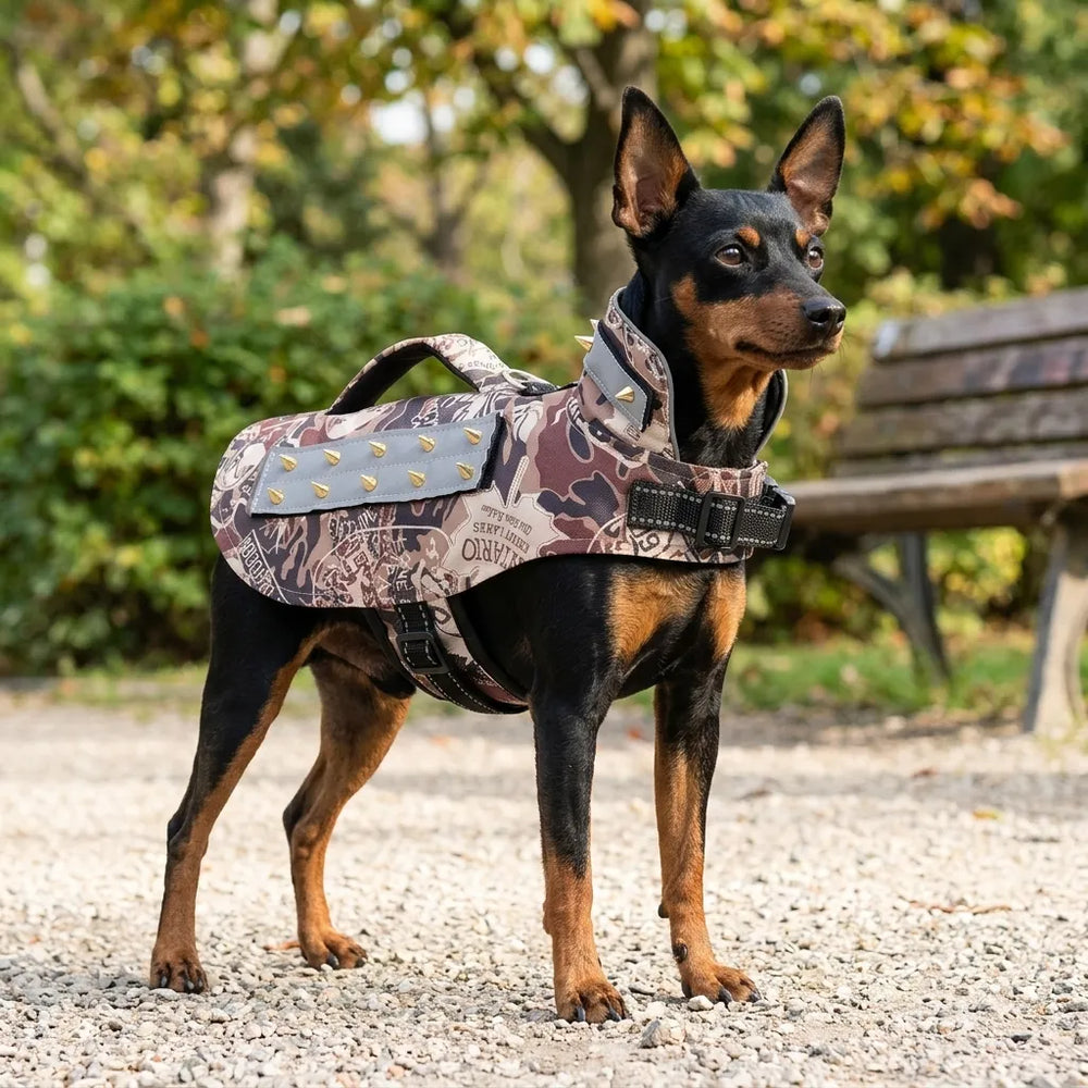 Retro Print Spiked Dog Anti-Bite Protective Vest
