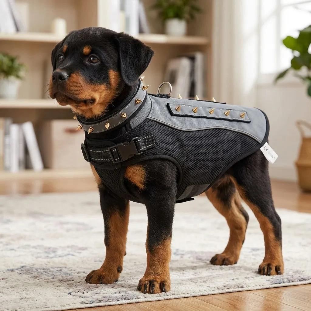 Tamecare Gray Double-Stud Anti-Bite Recovery Vest for Dogs - side view