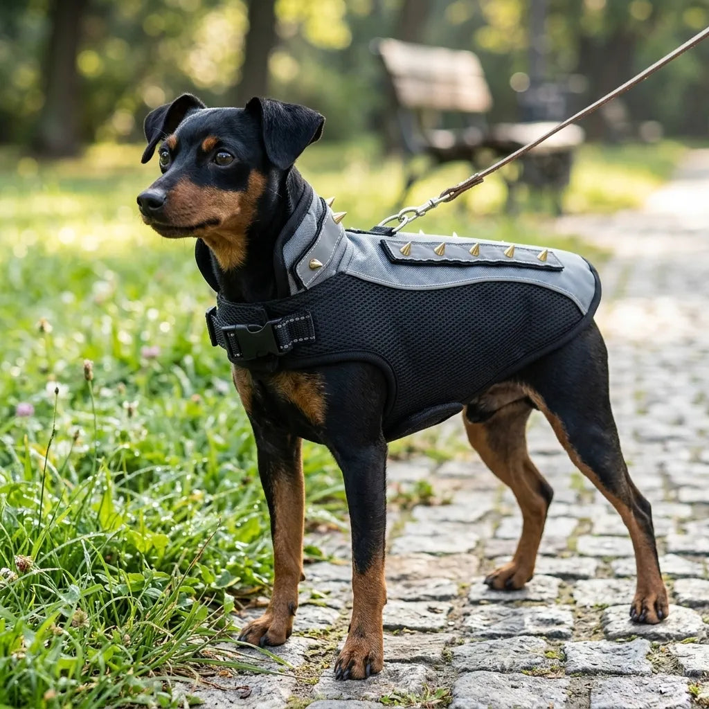 Tamecare Gray Double-Stud Anti-Bite Recovery Vest for Dogs - back view