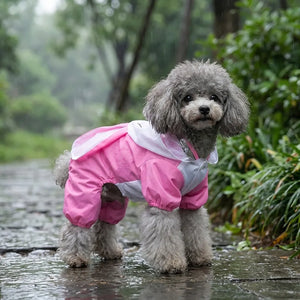 Pink Bunny Four-Leg Pet Raincoat With Clear Visor