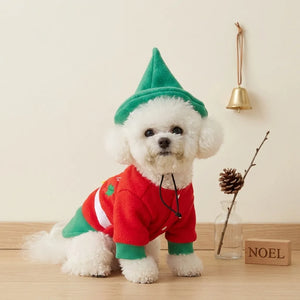 Tamecare Red and Green Christmas Elf Dog Costume Set