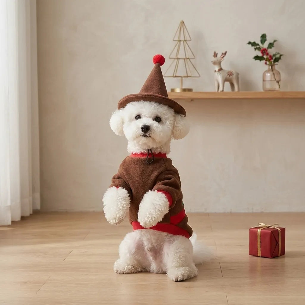 Tamecare Reindeer Christmas Dog Costume Set with Hat
