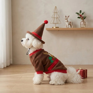 Tamecare Reindeer Christmas Dog Costume Set with Hat