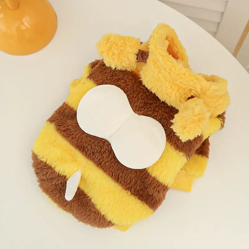 Cute Bee Dog Hoodie Warm Fleece Pet Costume
