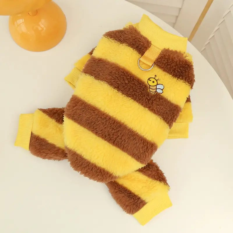 Cute Bee Dog Hoodie Warm Fleece Pet Costume