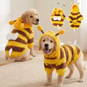 Cute Bee Dog Hoodie Warm Fleece Pet Costume