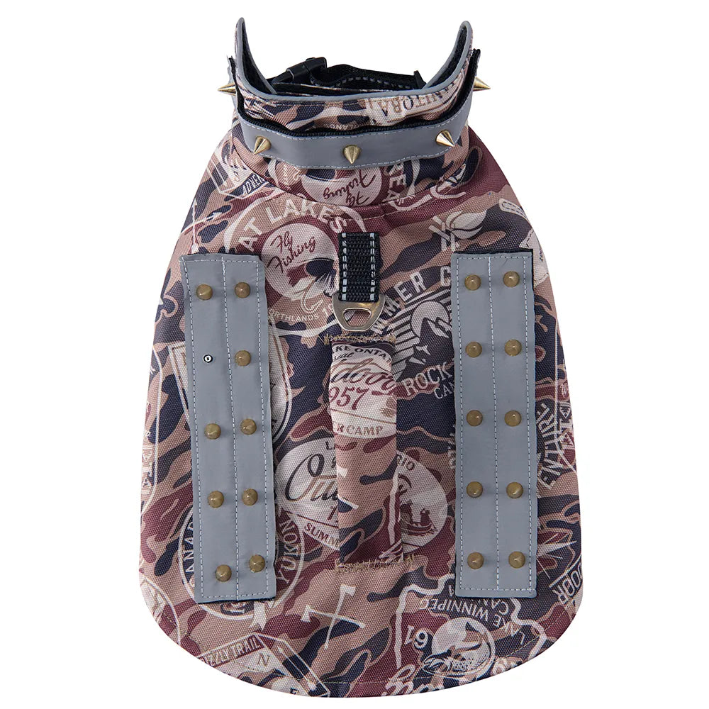 Retro Print Spiked Dog Anti-Bite Protective Vest