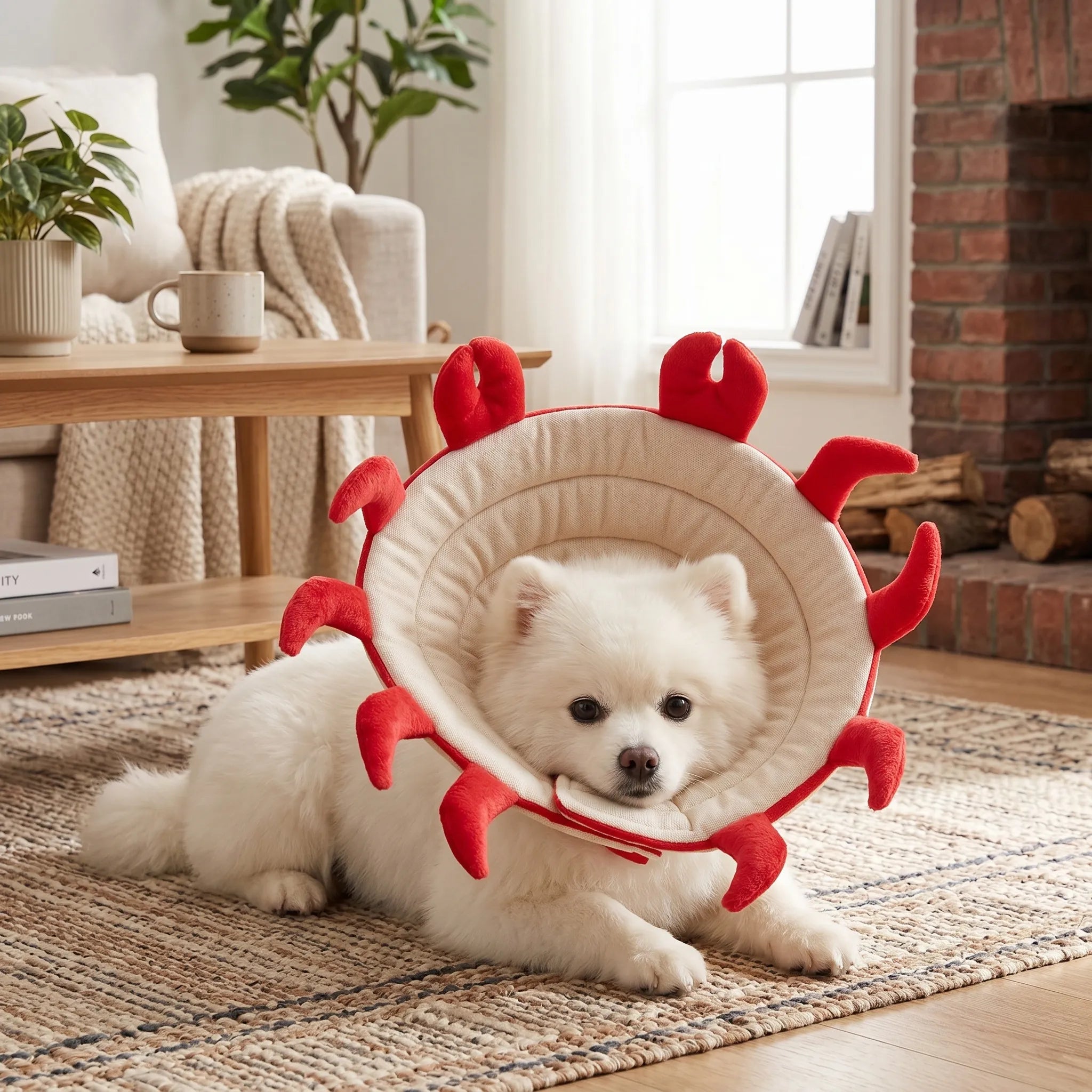 Crab-shaped Elizabethan collar