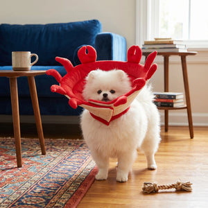Crab-shaped Elizabethan collar