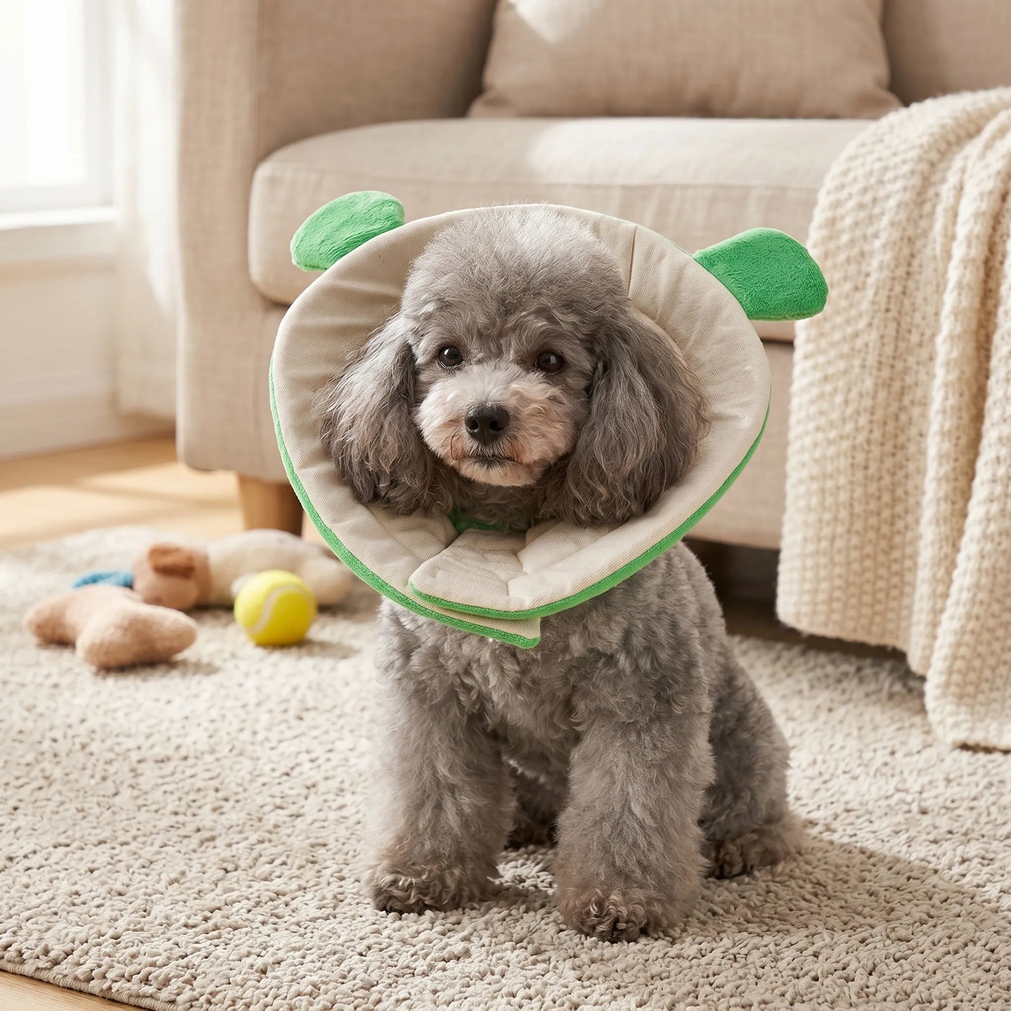 Frog-shaped Elizabethan collar