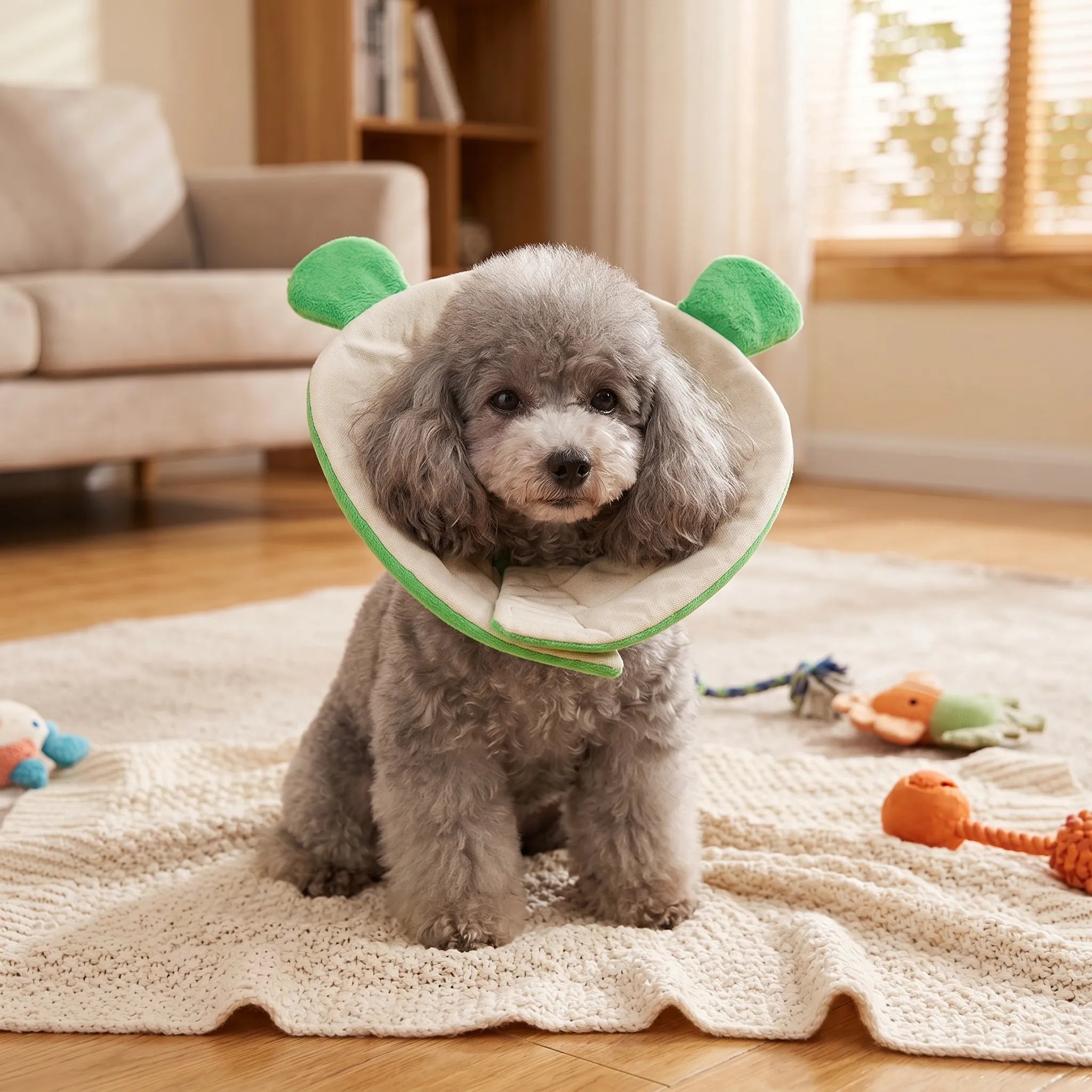 Frog-shaped Elizabethan collar