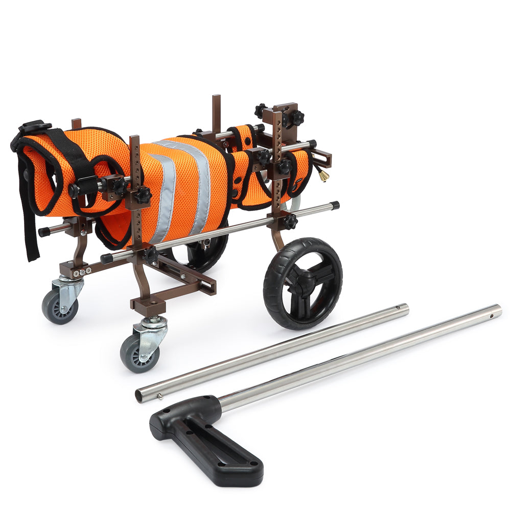 Tamecare Small Dog Full-Support 4-Wheel Wheelchair, Brown Frame