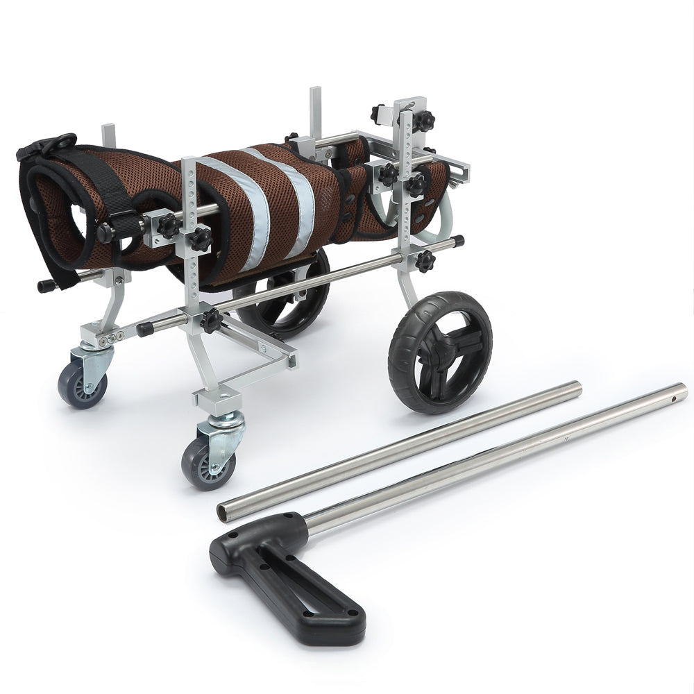Tamecare Small Dog Full-Support 4-Wheel Wheelchair, Brown Frame