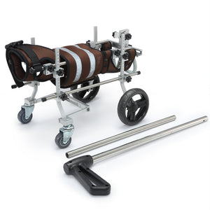 Tamecare Small Dog Full-Support 4-Wheel Wheelchair, Brown Frame