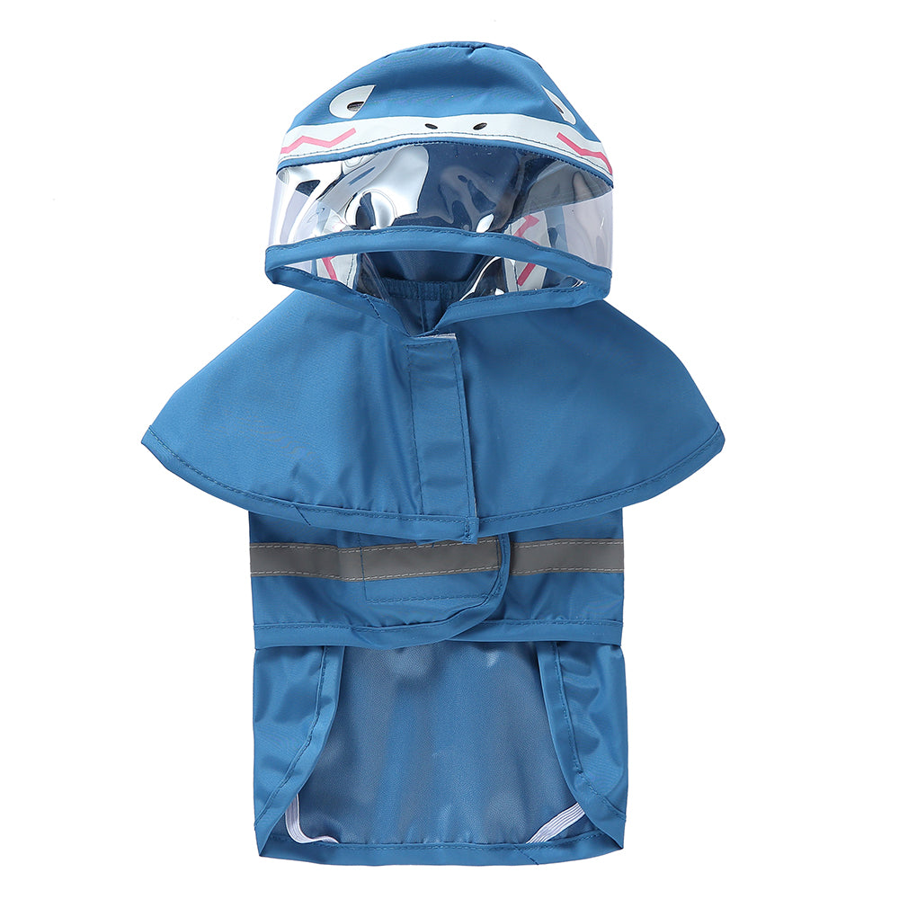 Shark Waterproof Dog Raincoat with Reflective Strip